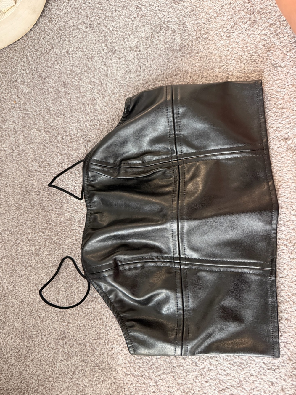 SHEIN Black Faux Leather Cropped Camisole